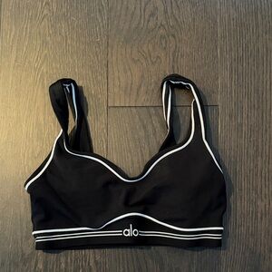 ALO Yoga Black Sports Bra with White Trim